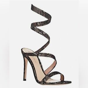 NWB Gianvito Rossi Praline Leather Opera Twirl Ankle Wrap Sandals Size 39